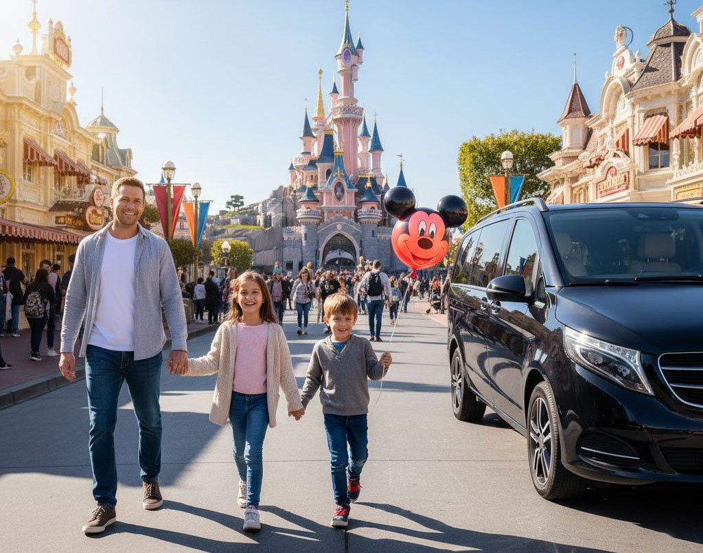 Family private transfer to Disneyland and Paris airports